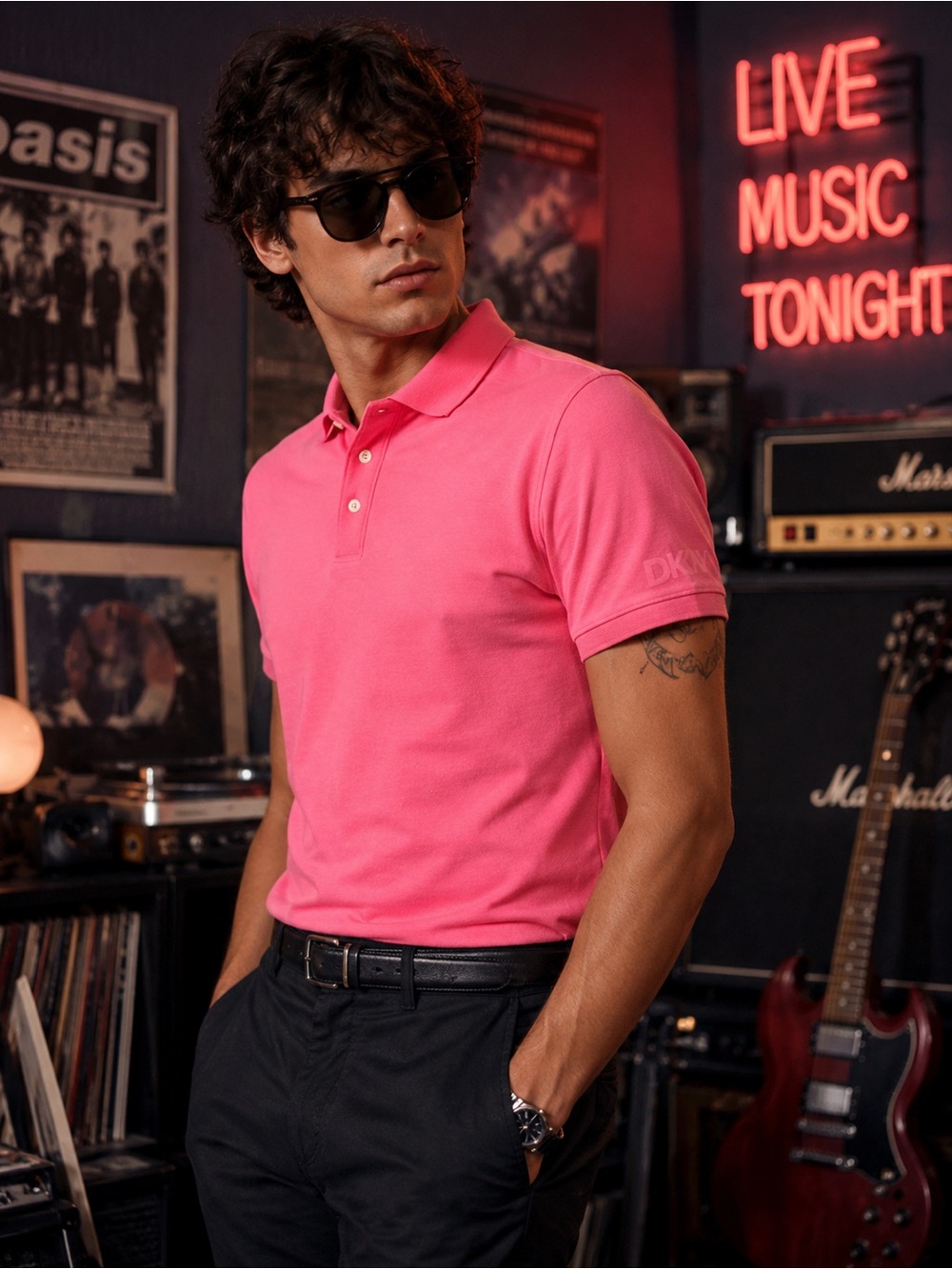 DKNY Men’s Bright Pink Polo Shirt